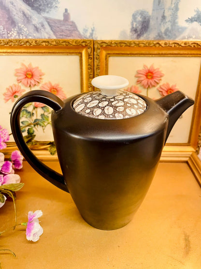 Black Ceramic Coffee Pot with Patterned Lid