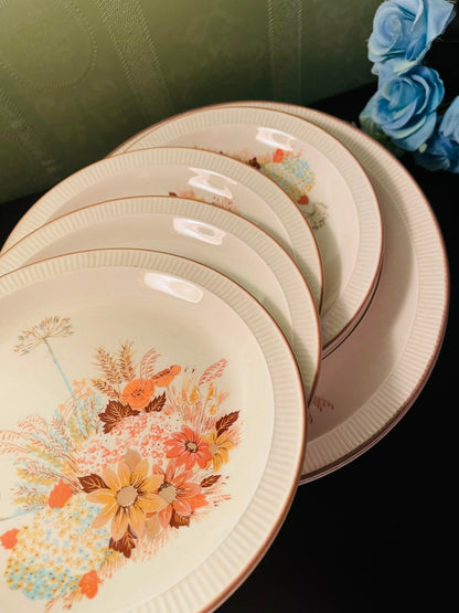 Vintage Poole England Floral Plates Set of 12 - 6 persons