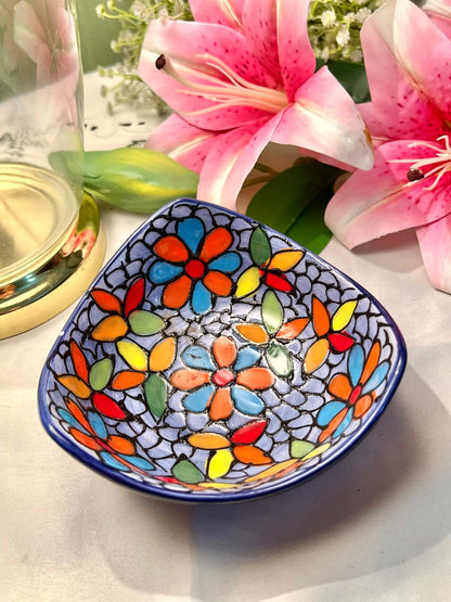 Multicolour Floral Ceramic Serving Bowl – 5.5 Inch