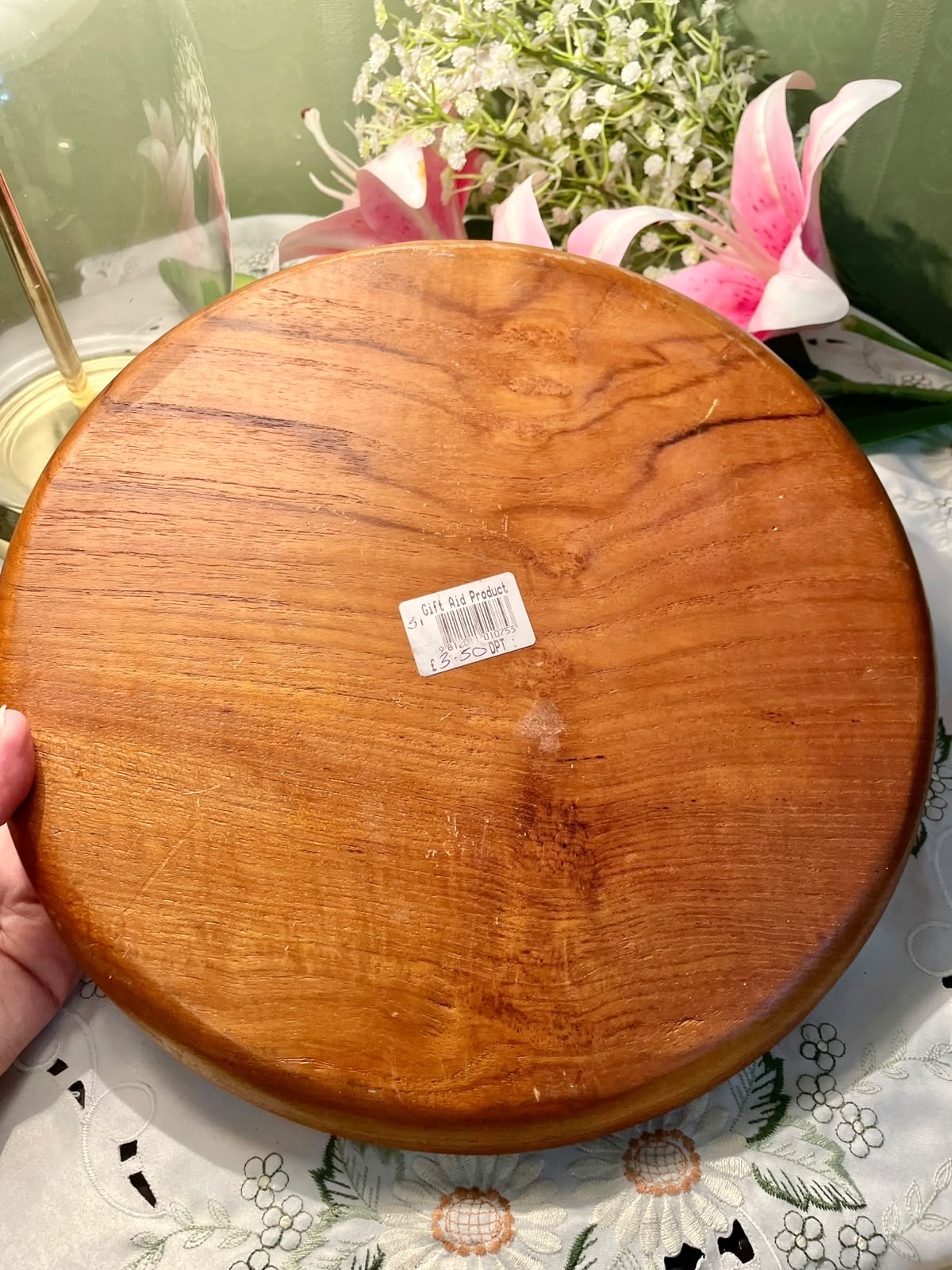 Round Wooden Divided Serving Platter 12"