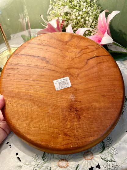 Round Wooden Divided Serving Platter 12"