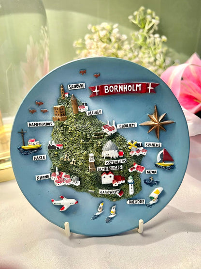 Bornholm Denmark Relief Map Wall Plate – 6 Inch