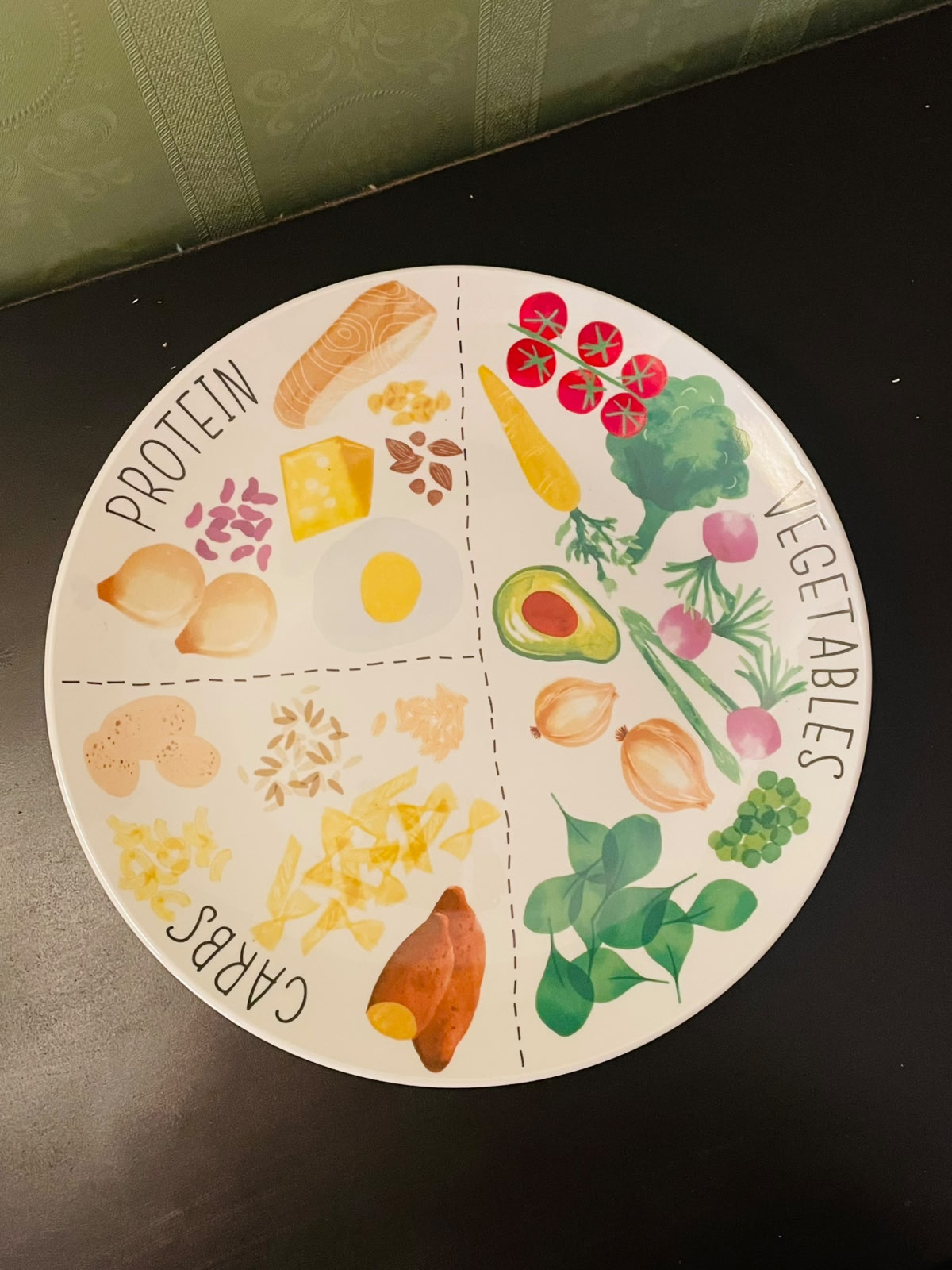 Portion Plate 11 Inch Protein Vegetables Carbs Design