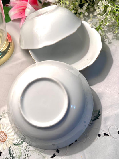 White Scalloped Porcelain Bowls – Set of 3, 16 cm
