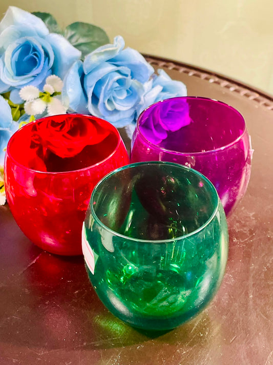Coloured Crystal Tealight Holders Set of 3 10cm