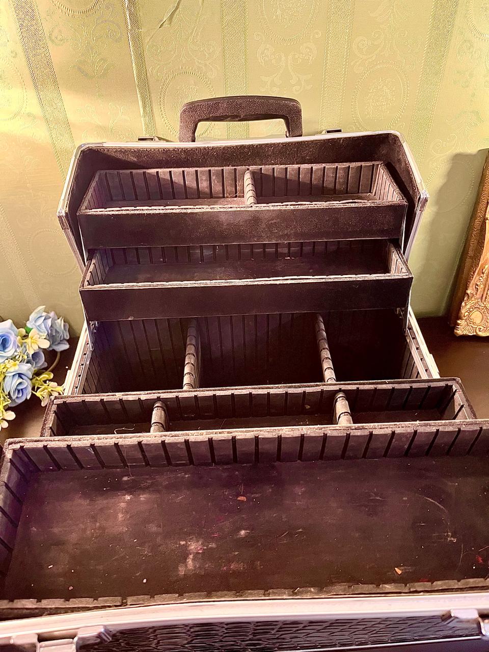 Vanity Black Croc-Effect Makeup Train Case Organizer