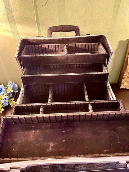 Vanity Black Croc-Effect Makeup Train Case Organizer