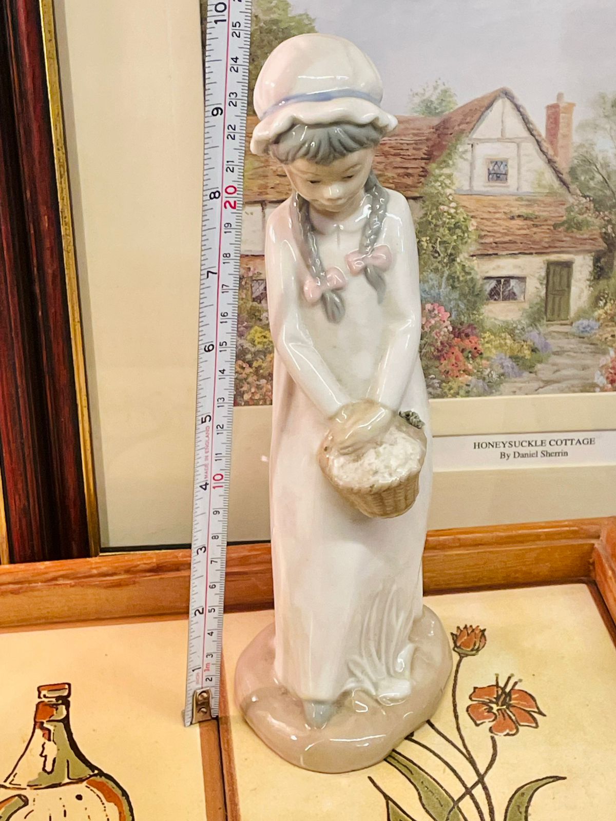 Porcelanas Torralba Spain Figurine – 11” Girl with Basket Decor