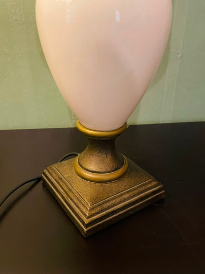 Vintage White Ceramic Table Lamp with Pleated Shade