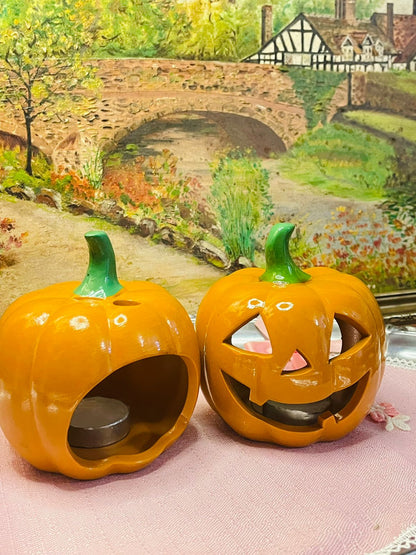 Holiday Ceramic Outdoor Halloween pumpkins face ,Lighted Fairy Garden Pumpkins