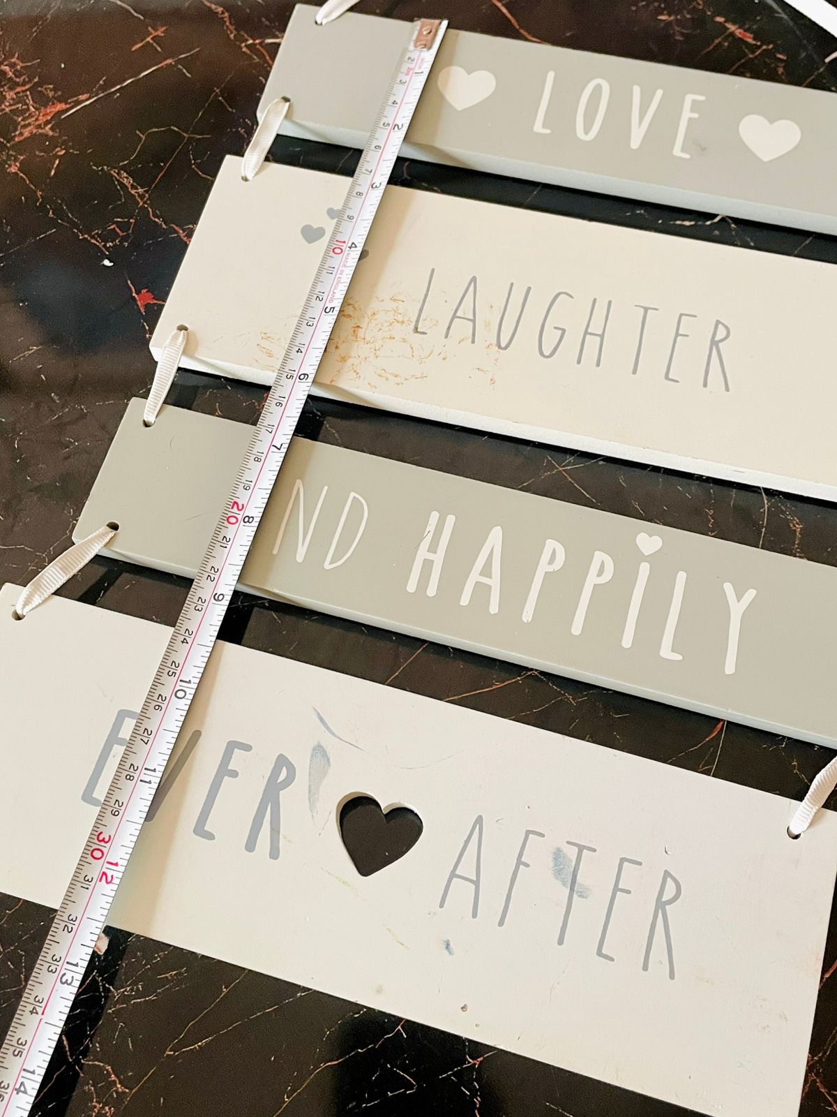 American Creed 4-Step Wooden Wall Plaque – Love,Laughter and happily ever after