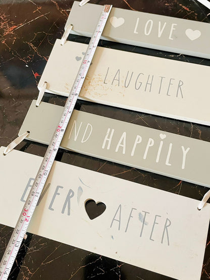 American Creed 4-Step Wooden Wall Plaque – Love,Laughter and happily ever after