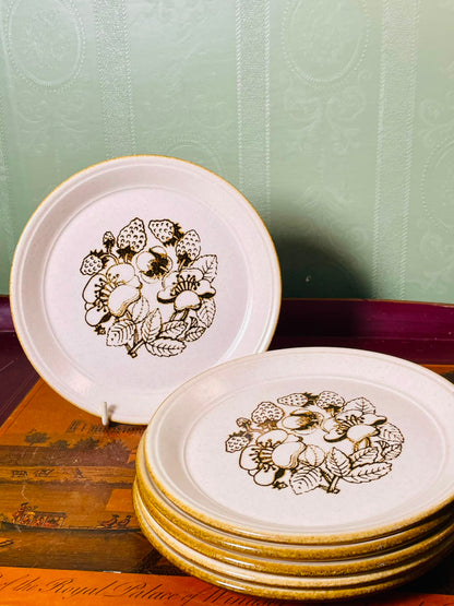 Vintage Floral Stoneware Side Plates 6.5" – Set of 6