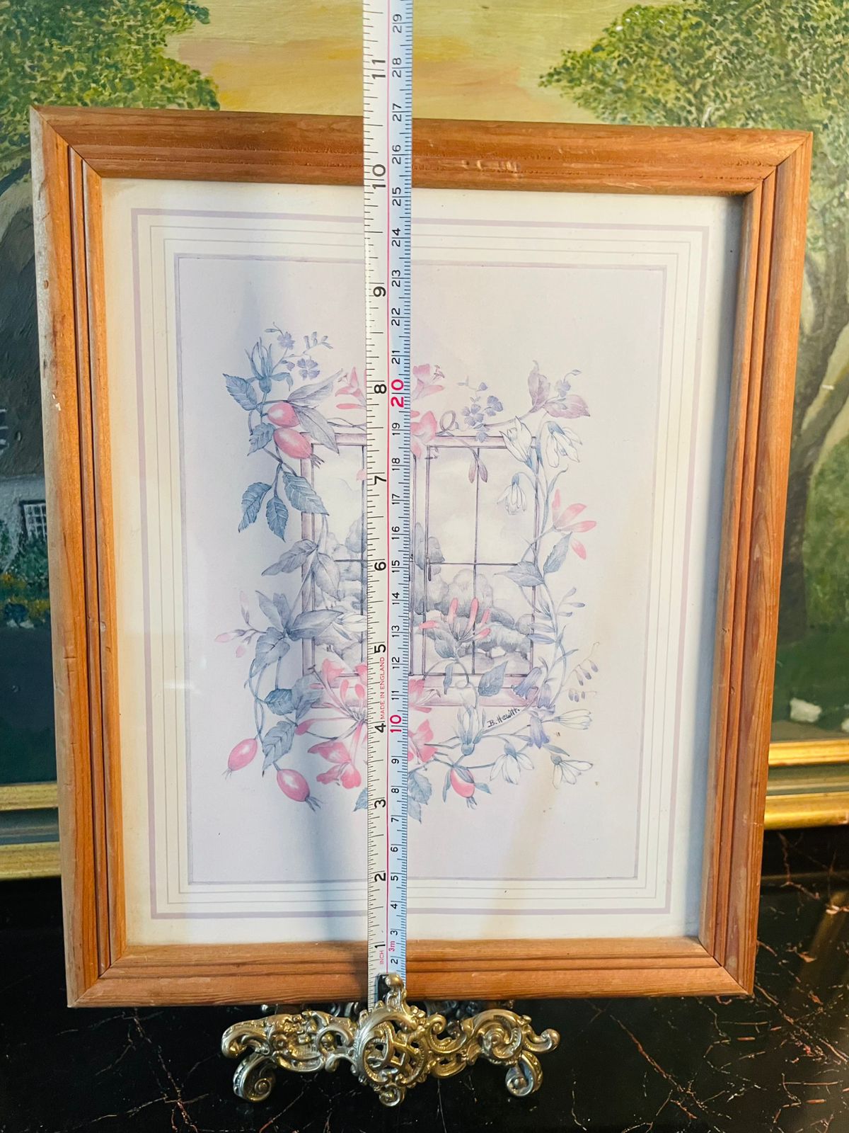 Vintage Countryside Floral Framed Print – Pastel Botanical Wall Art – England – 10 x 12 Inches