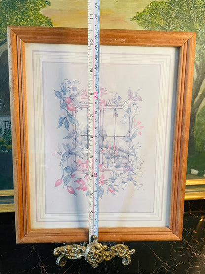 Vintage Countryside Floral Framed Print – Pastel Botanical Wall Art – England – 10 x 12 Inches
