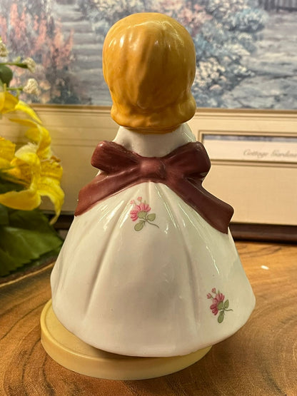 Vintage Porcelain (Musical) Lady Bell Figurine in Soft Pink