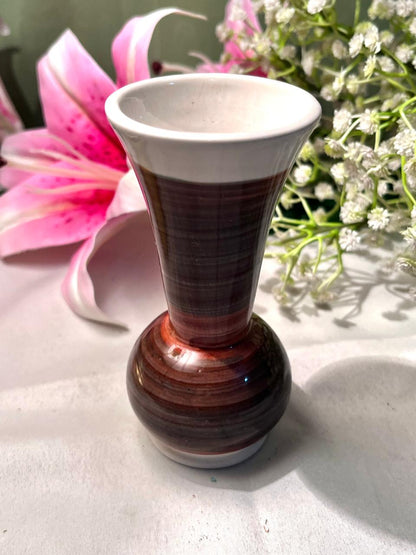 Brown & White Ceramic Bud Vase 5 Inch