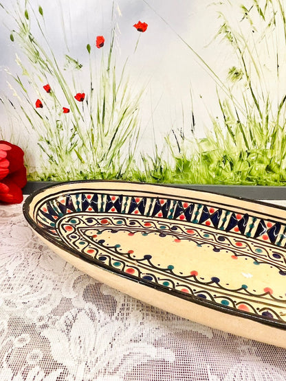 Hand Painted Moroccan Style Oval Ceramic Serving Dish