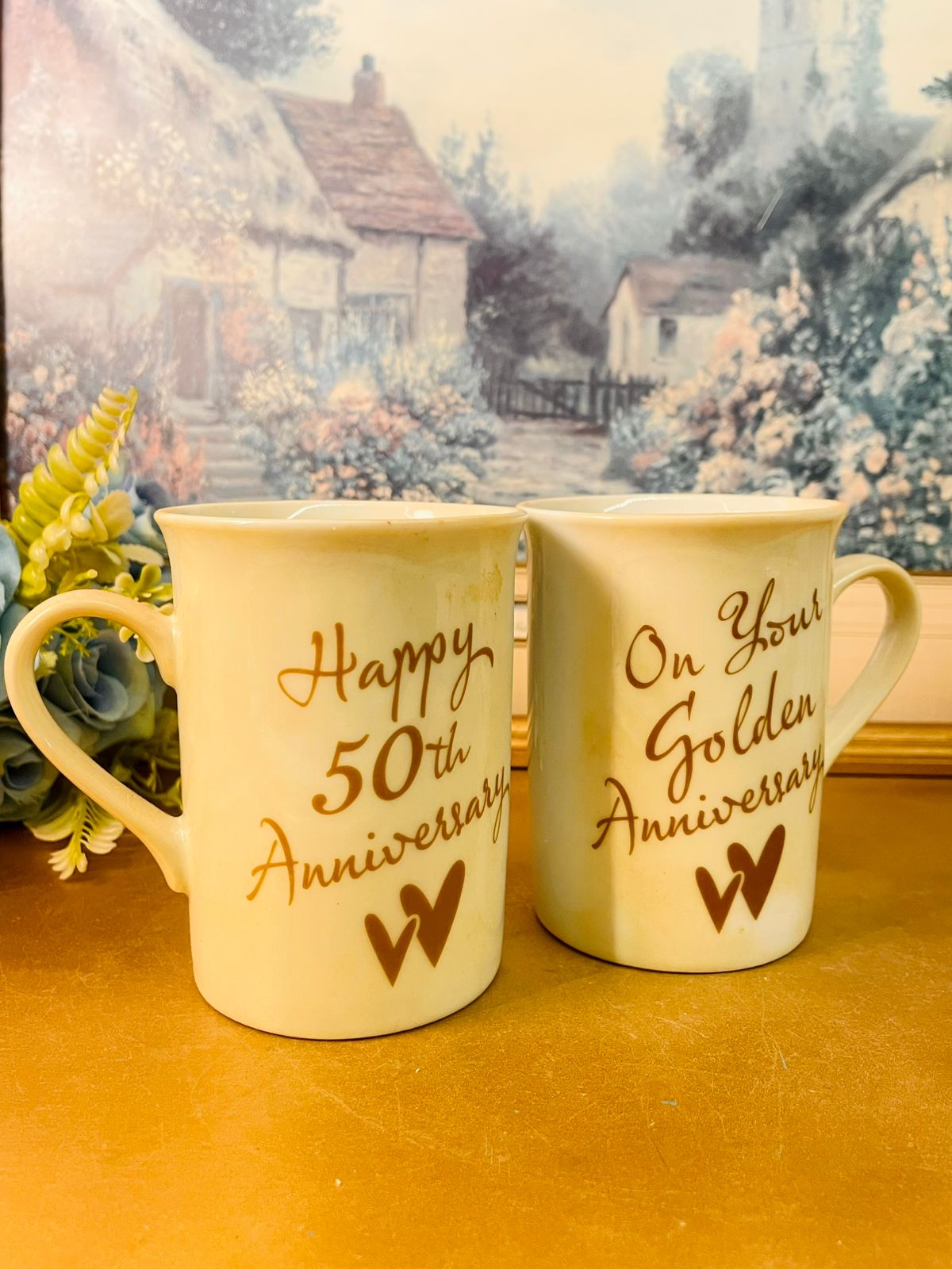 50th Golden Anniversary Mug Set – Couple Gift Box
