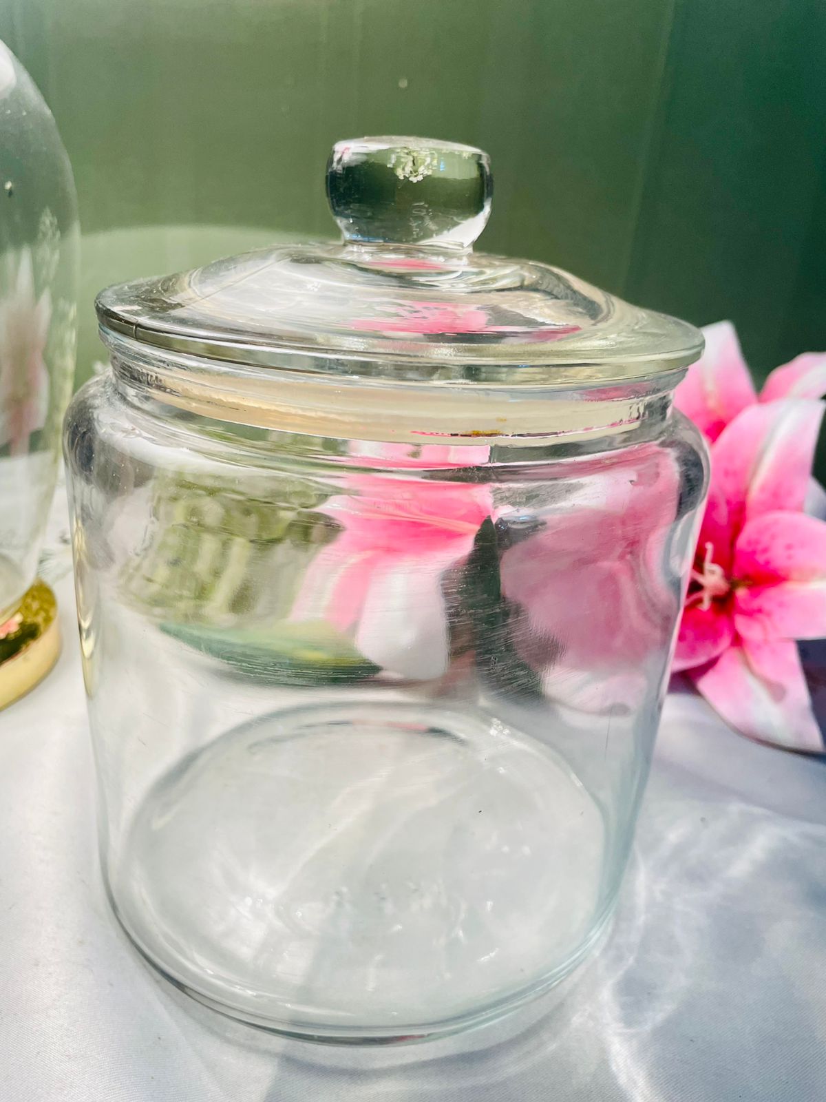 IKEA Large Clear Crystal Storage Jar with Lid 7 in