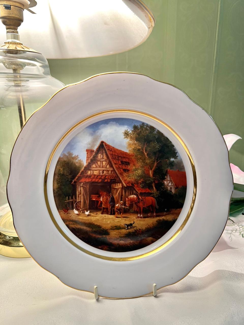 English Fine China Cottage Scene Wall Plate – 9 Inch