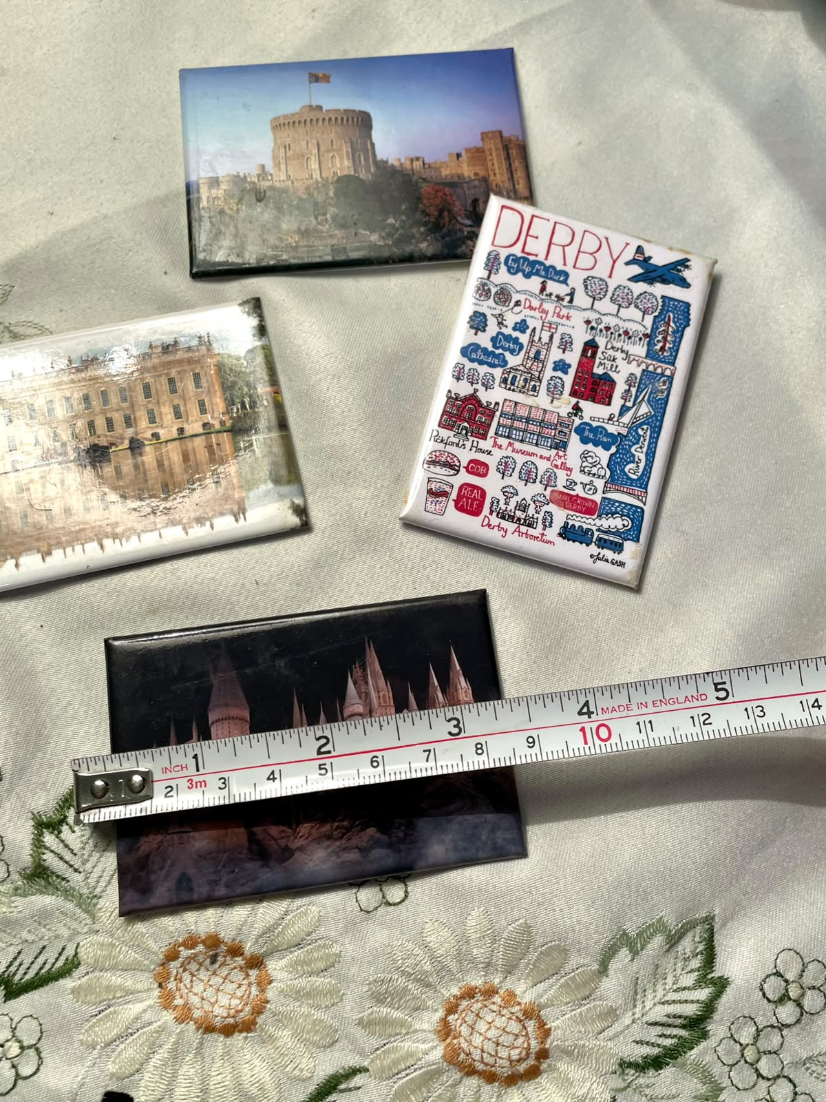 UK Landmark & Derby Souvenir Fridge Magnets – 4 Piece Set
