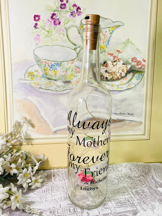Vintage Quote Glass Bottle LED Light | Cottage-Core Home Decor