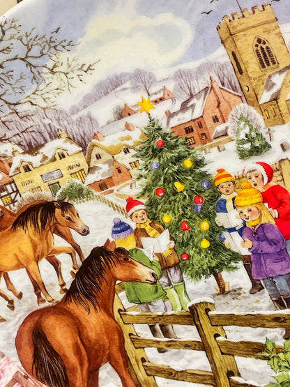 Set of 2 Wedgwood Christmas Horse Plates – 8.5” Winter Village Wall Décor