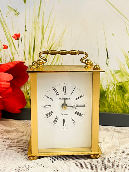 Vintage President Quartz Brass Carriage Clock