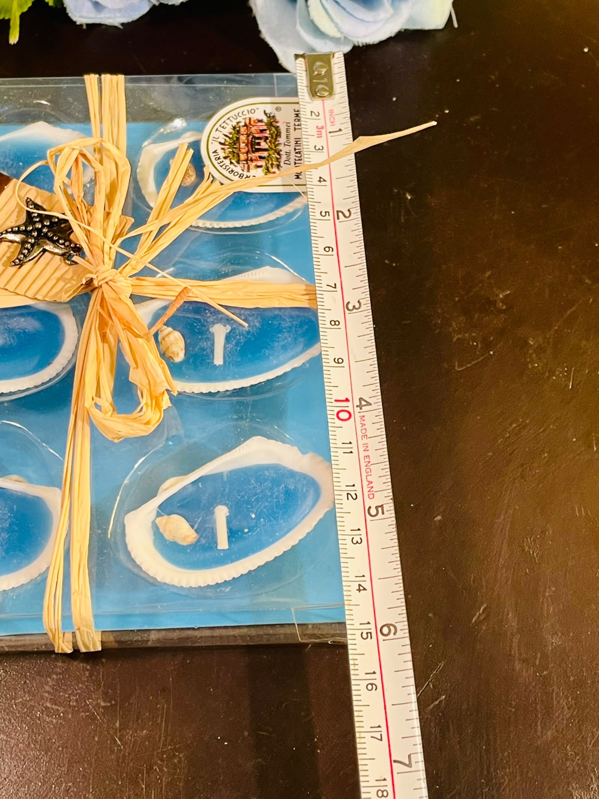 Blue Shell Floating Candle Gift Set with Glass Tray (6 Piece)