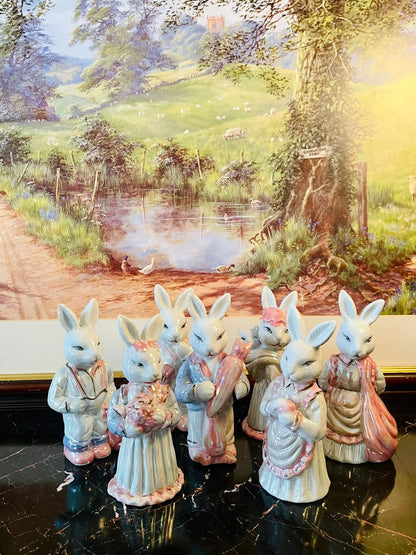 Vintage Michelangelo Bunny Figurine Collection – Ceramic Rabbit Ornaments (Set of Figurines)