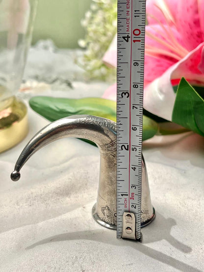 Vintage Silver Norwegian pewter Viking drinking horn– 3 Inches
