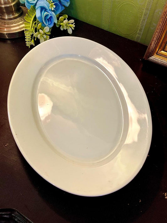 Vintage White Ceramic Oval Serving Platter 30 cm