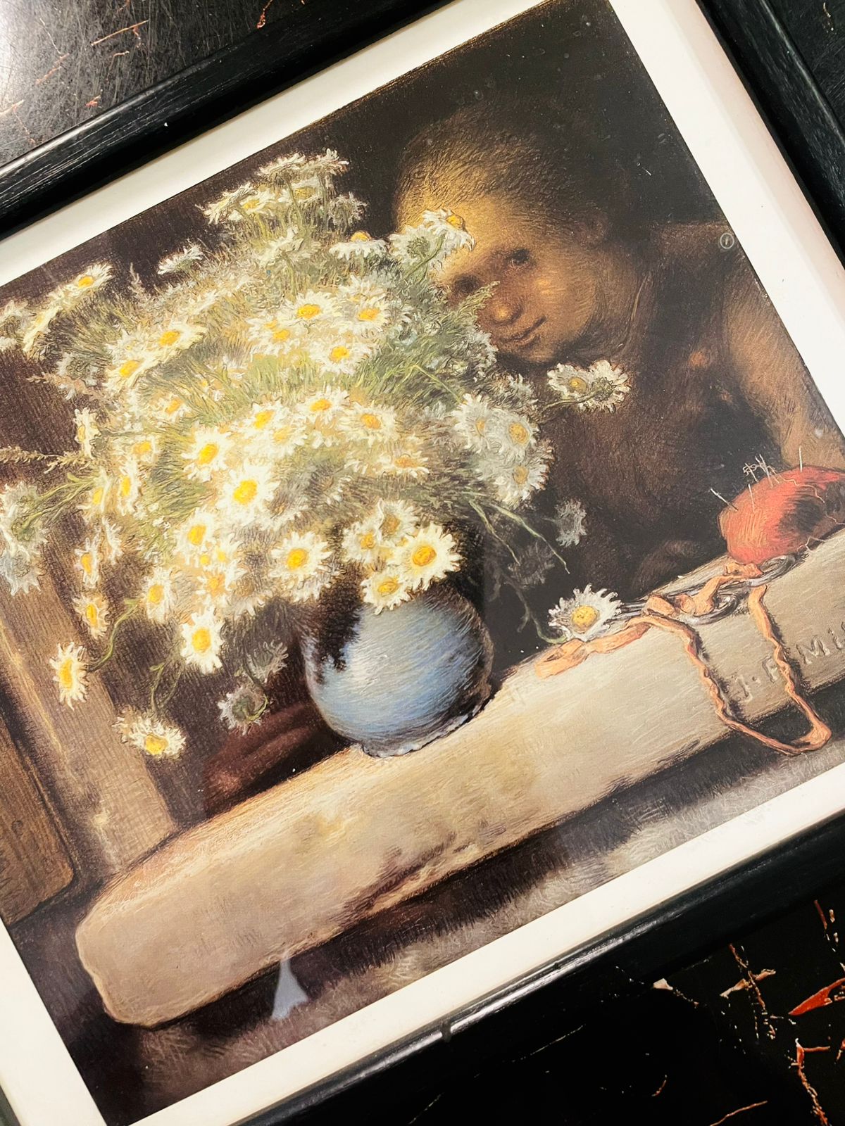 Vintage Framed Daisy Still Life Wall Art painting