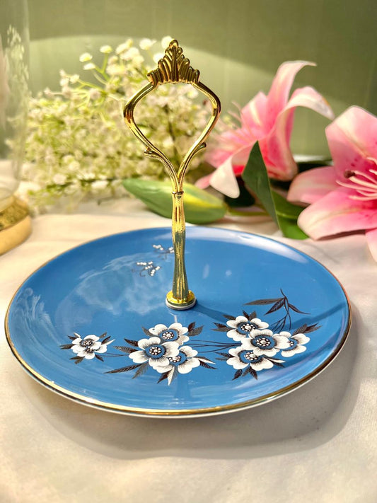 Ralis England Blue Floral Serving Plate with Handle 7"