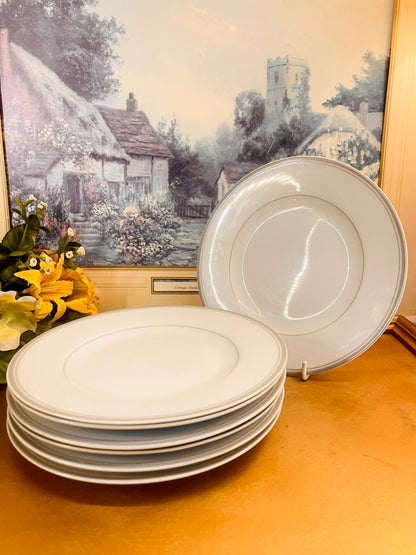 Set of 6 Minimalist Medium Plate Set Classic White Rim