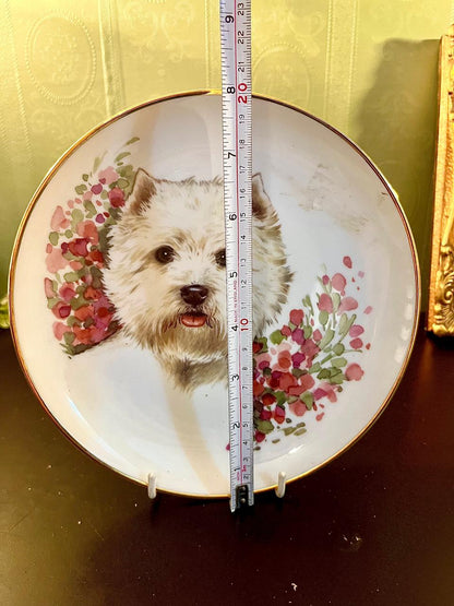 Vintage White Terrier Dog Bowl 8 Inch