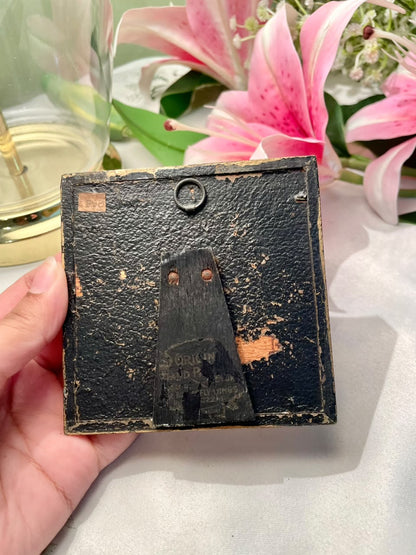 Vintage hand-painted mother-of-pearl miniature painting Framed Landscape Painting 4"inches
