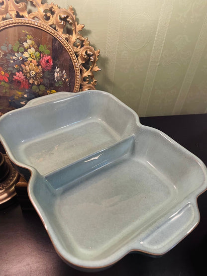 Denby England Blue Divided Ceramic Serving Dish