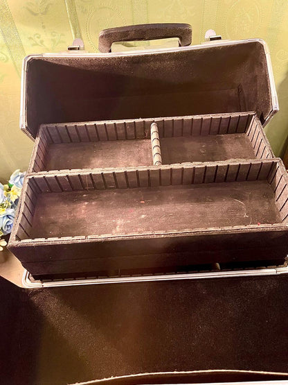 Vanity Black Croc-Effect Makeup Train Case Organizer