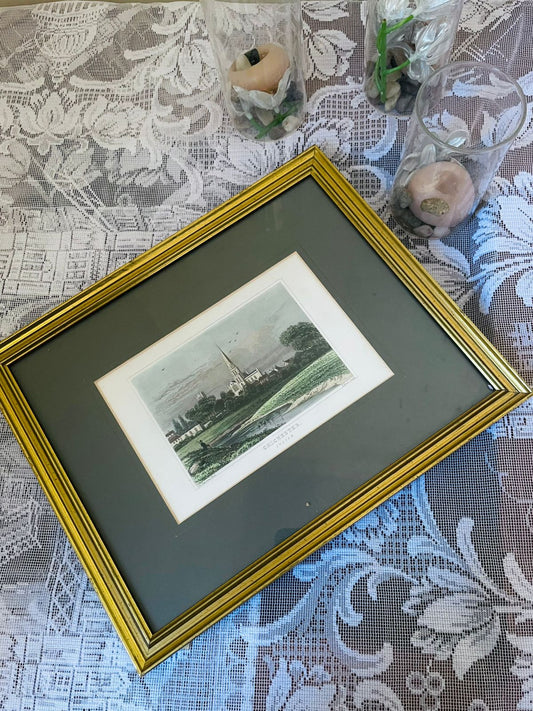Vintage Gloucester Cathedral Framed Art Painting – Classic English Wall Decor