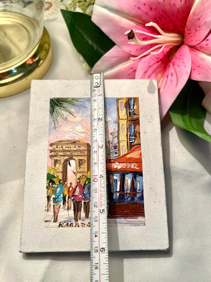 Colourful Street Scene Painting Approx. 15 cm