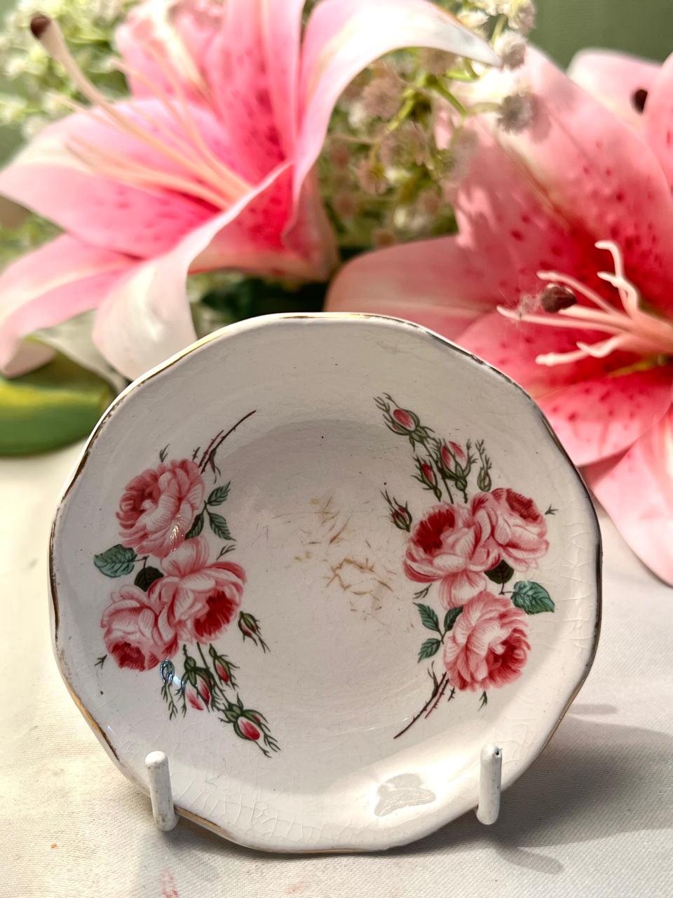 Old Foley James Kent Chintz Rose Decorative Plate Staffordshire England Approx. 9 cm