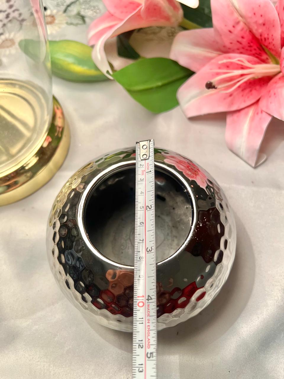 Silver Hammered Decorative Vase – Approx. 5 Inch
