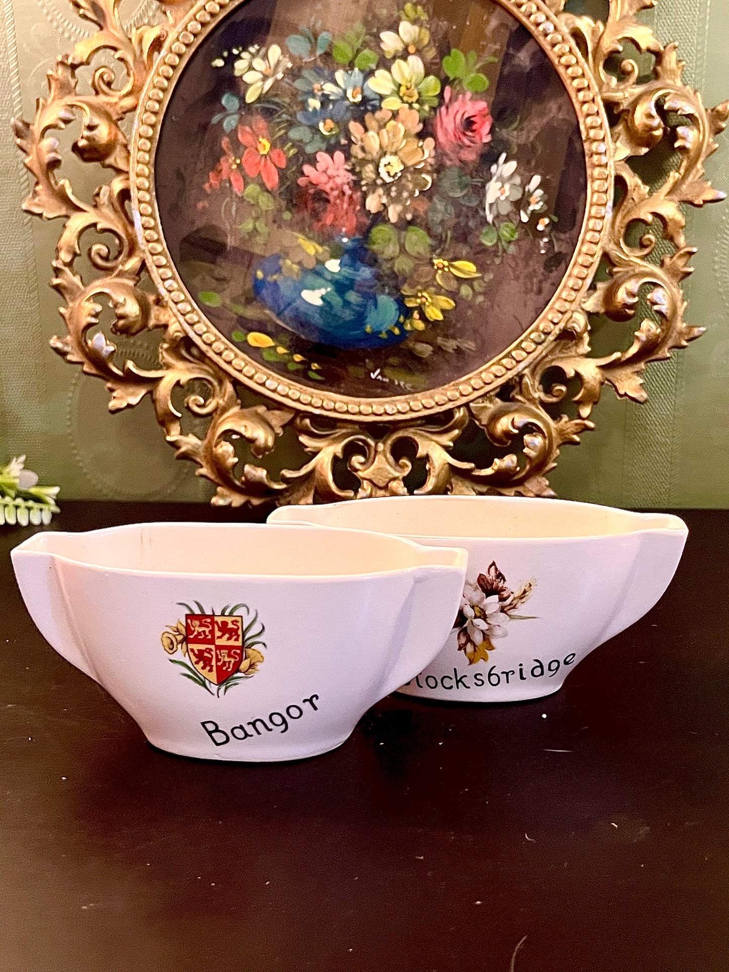 Vintage English Ceramic Souvenir Bowls Set of 2 – Bangor & Stocksbridge
