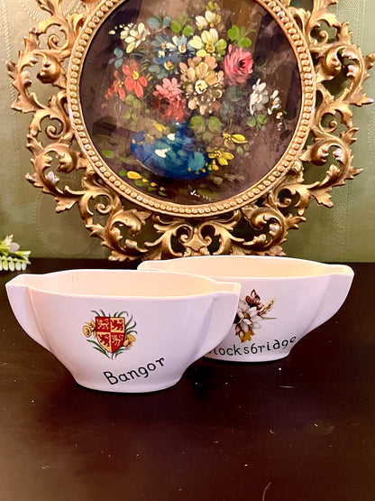 Vintage English Ceramic Souvenir Bowls Set of 2 – Bangor & Stocksbridge