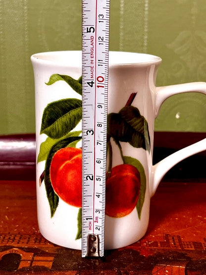 Home Peach Fruit Ceramic Mug Green Leaf Design