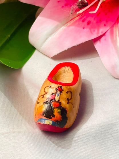 Miniature Hand-Painted Wooden Clog Ornament Approx. 6 cm