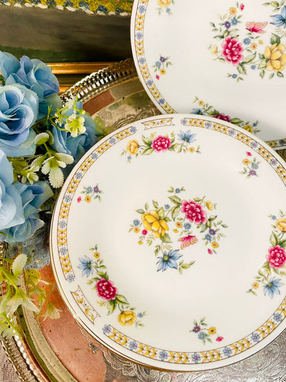 Vintage Floral Fine bone China Plate Set – 5 Pieces