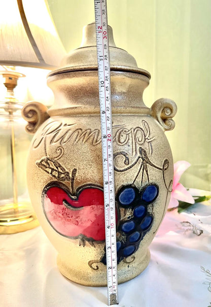 Vintage Rumtopf Lidded Ceramic Jar Fruit Motif 31 cm